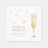 パールとプロセッコのブライズシャワー スタンダードカクテルナプキン (正面)