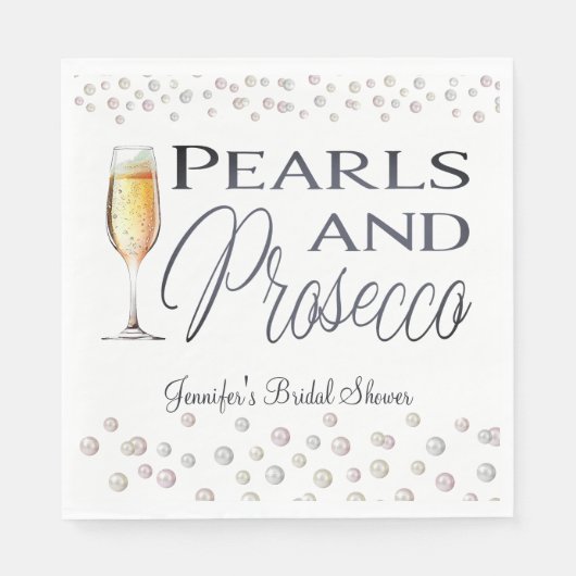 パールとプロセッコのブライズシャワー スタンダードランチョンナプキン (正面)