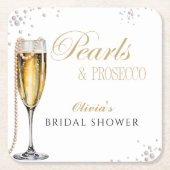 パールとプロセッコのブライズシャワー、ブライズブランunch スクエアペーパーコースター (正面)