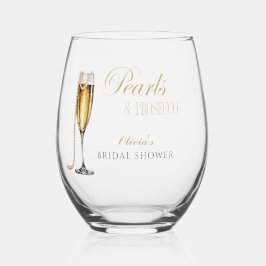 パールとプロセッコのブライズシャワー、ブライズブランunch ステムなしワイングラス