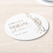 パールとプロセッコのブライズシャワー ラウンドペーパーコースター (アングル)