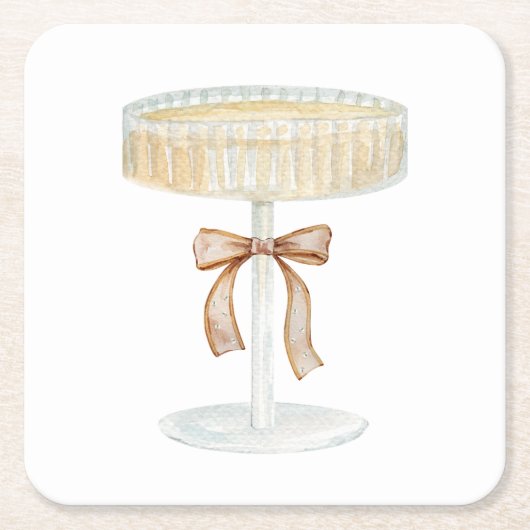 パールとプロセッコのブライズシャワー ラブ スクエアペーパーコースター (正面)