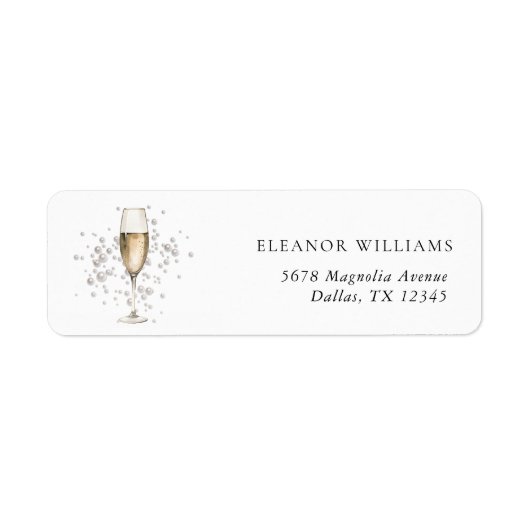 パールとプロセッコのブライズシャワー 返信先住所 ラベル (正面)