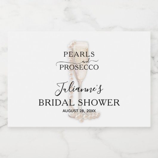 パールとプロセッコのブライダルシャワーのお礼 スパークリングワインラベル (シングルラベル)