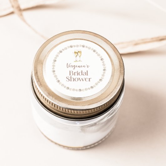 パールとプロセッコのブライダルシャワーステッカー ラウンドシール