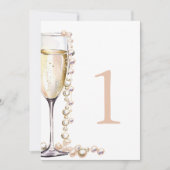 パールとプロセッコのブライダルシャワーテーブルナンバー 招待状 (正面)