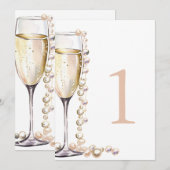 パールとプロセッコのブライダルシャワーテーブルナンバー 招待状 (正面/裏面)