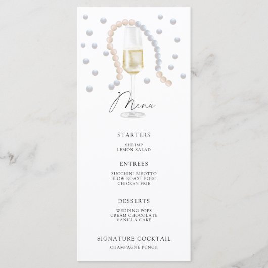 パールとプロセッコのブライダルシャワーメニュー メニュー (正面)