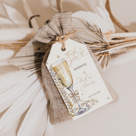 パールとプロセッコのブライダルシャワー感謝祭 ギフトタグ