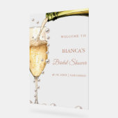 パールとプロセッコのブライダルシャワー歓迎サイン アクリルサイン (傾斜)