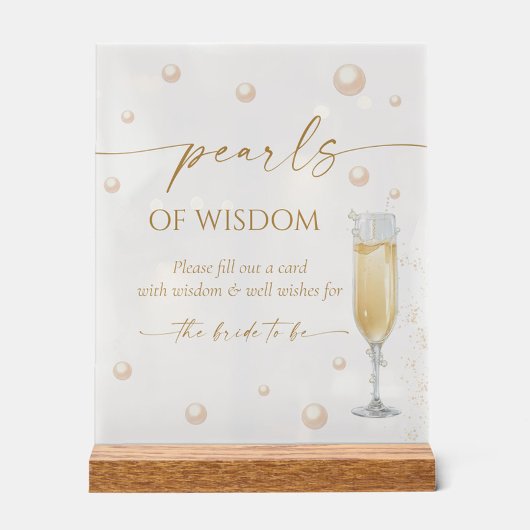 パールとプロセッコのブライダルシャワー アドバイス アクリルサイン
