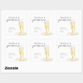 パールとプロセッコのブライダルシャワー カスタム ミニマル スクエアシール (シート)