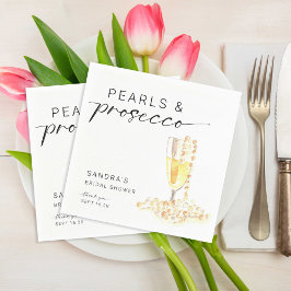 パールとプロセッコのブライダルシャワー カスタム ミニマル スタンダードカクテルナプキン