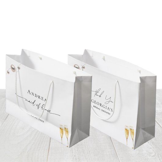 パールとプロセッコのメイド・オブ・オナー感謝ギフト ラージペーパーバッグ