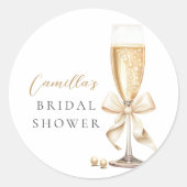 パールとプロセッコの弓 ブライダルシャワー ラウンドシール (正面)