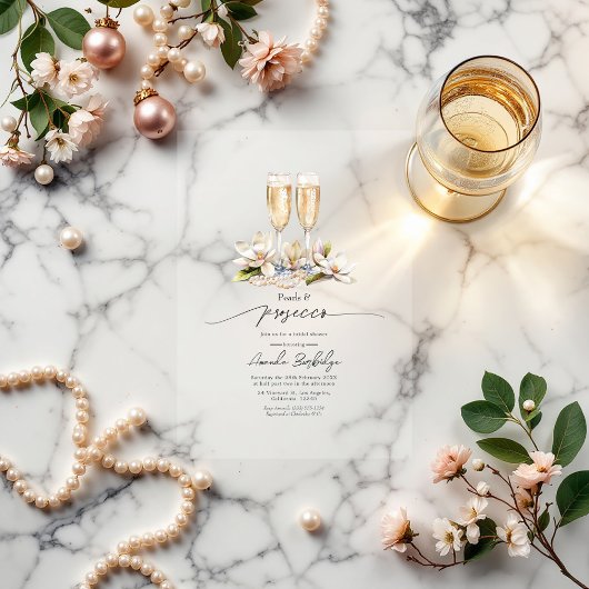 パールとプロセッコの結婚前お披露目パーティー アクリル招待状