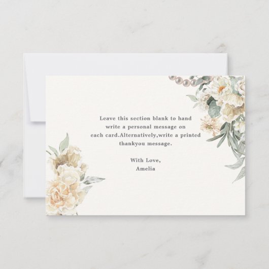 パールとプロセッコの花のブライズシャワー サンキューカード (裏面)