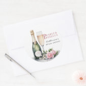 パールとプロセッコの花の優雅なブライダルシャワー ラウンドシール (封筒)