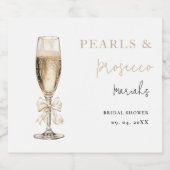 パールとプロセッコの  ブライズシャワー スパークリングワインラベル (シングルラベル)