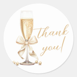 パールとプロセッコのBow ブライダルシャワー ラウンドシール