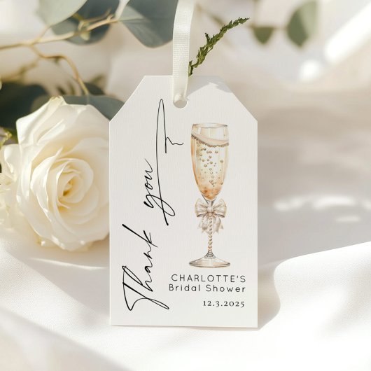 パールとプロセッコパールボウブライダルありがとう ギフトタグ