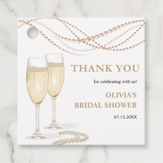 パールとプロセッコブライダルシャワーありがとう フェイバータグ (正面)