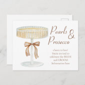 パールとプロセッコブライダルシャワーの愛の招待 ポストカード (正面/裏面)