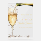 パールとプロセッコブライダルシャワーウェルカムサイン アクリルサイン (正面)