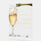 パールとプロセッコブライダルシャワーウェルカムサイン アクリルサイン (傾斜)