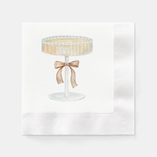 パールとプロセッコブライダルシャワーラブ 縁ありカクテルナプキン (正面)