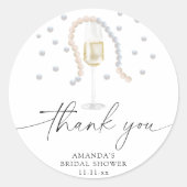 パールとプロセッコ - ありがとう ブライダルシャワー ラウンドシール (正面)