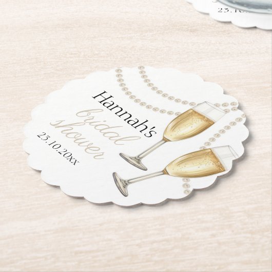 パールとプロセッコ　エレガントなブライダルシャワー ペーパーコースター (アングル)