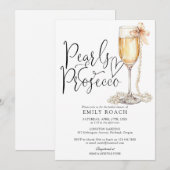 パールとプロセッコ エレガント ブライダルシャワー 招待状 (正面/裏面)