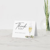 パールとプロセッコ エレガント ブライダル シャワー 折りたたみ サンキューカード (正面)