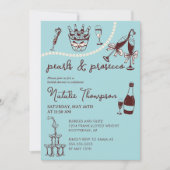 パールとプロセッコ　カスタマイズされた花嫁のシャワー 招待状 (正面)