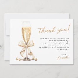 パールとプロセッコ ゴールド ブライダルシャワー サンキューカード