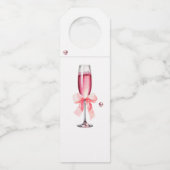 パールとプロセッコ ダスティピンクのローズ ブライダルシャワー ボトルネックタグ (裏面)