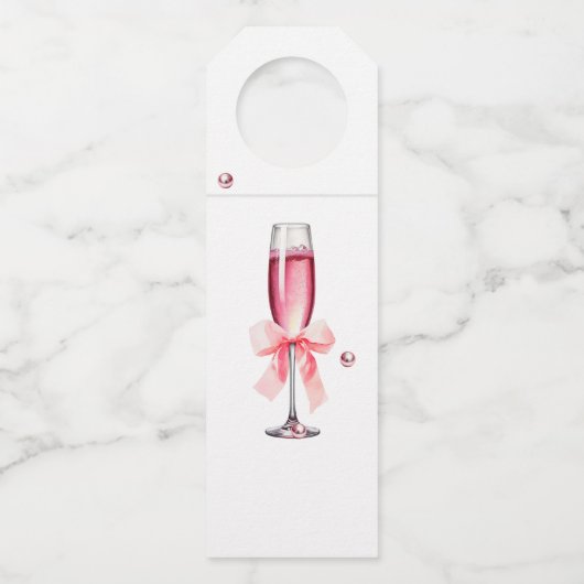 パールとプロセッコ ダスティピンクのローズ ブライダルシャワー ボトルネックタグ (裏面)