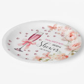 パールとプロセッコ ダスティピンクローズ ブライダルシャワー ペーパープレート (アングル)