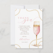 パールとプロセッコ ピンクゴールド ブライダルシャワー サンキューカード (正面)
