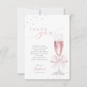 パールとプロセッコ ピンク ブライダルシャワー サンキューカード (正面)