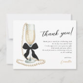 パールとプロセッコ ブラック ブライダルシャワー サンキューカード (正面)