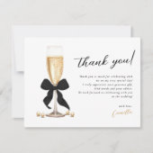 パールとプロセッコ ブラック ブライダルシャワー サンキューカード (正面)