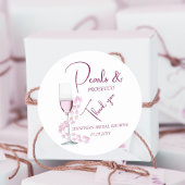 パールとプロセッコ 現代のおしゃれな ブライズシャワーお礼 ラウンドシール