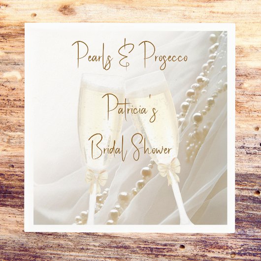 パールとプロセッコ 現代のエレガントな結婚前お披露目パーティー スタンダードカクテルナプキン