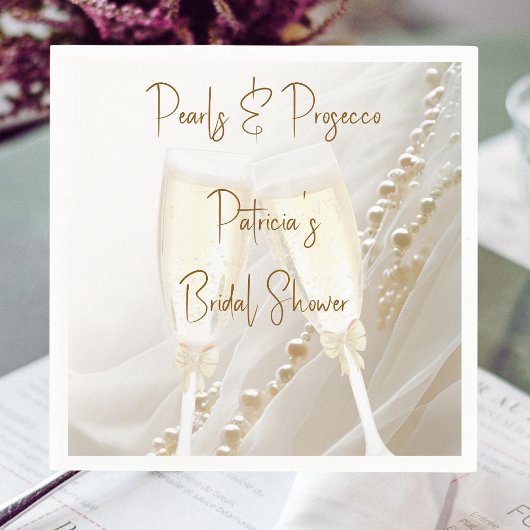 パールとプロセッコ 現代のエレガントな結婚前お披露目パーティー スタンダードカクテルナプキン