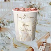 パールとプロセッコ 現代のエレガントな結婚前お茶会 紙コップ