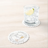パールとプロセッコ 現代のカリグラフィーブライダルシャワー ペーパーコースター (インサイチュ)