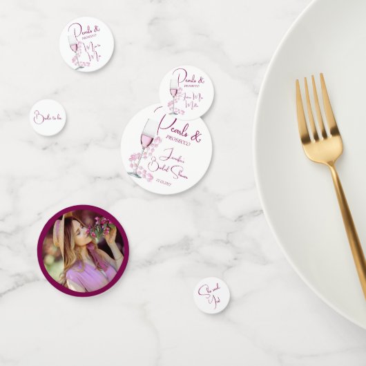 パールとプロセッコ 現代エレガント ブライズシャワー コンフェッティ (グループ)