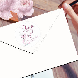 パールとプロセッコ 現代風 ブライズシャワー お礼 ラウンドシール